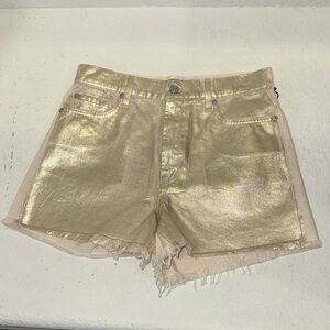 7 For All Mankind Gold Jean Shorts